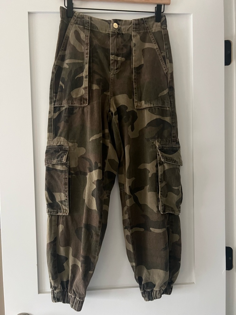 AllSaints Green and Black Camouflage Cargo Pants